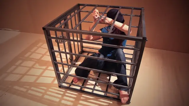 Poster: Cuffed In Her Cage Poster: Cuffed In Her Cage